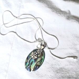 Sterling Silver Abalone Shell Butterfly Pendant Necklace